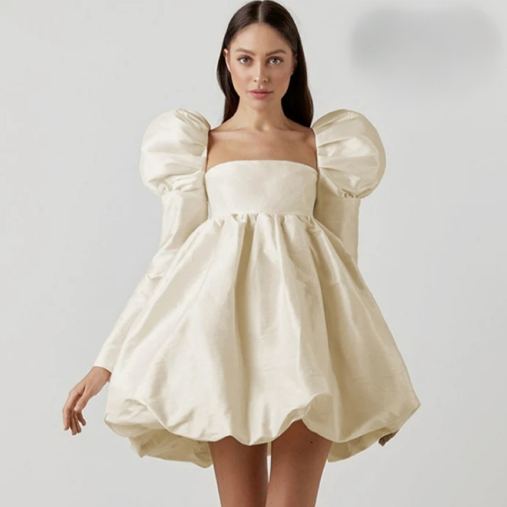 Puff Sleeve Mini Babydoll Dress